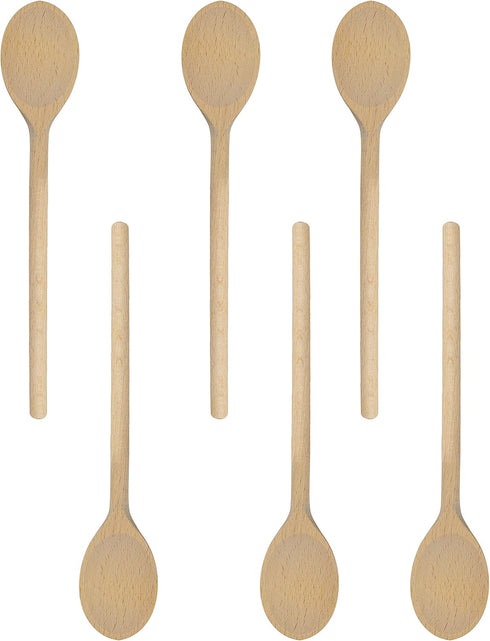 10 Inch Long Wooden Spoon Set by BICB | Natural Beechwood Mixing Spoons for Baking, Cooking & Stirring | Set of 6 Long Wooden Spoons | Cookware Sa...