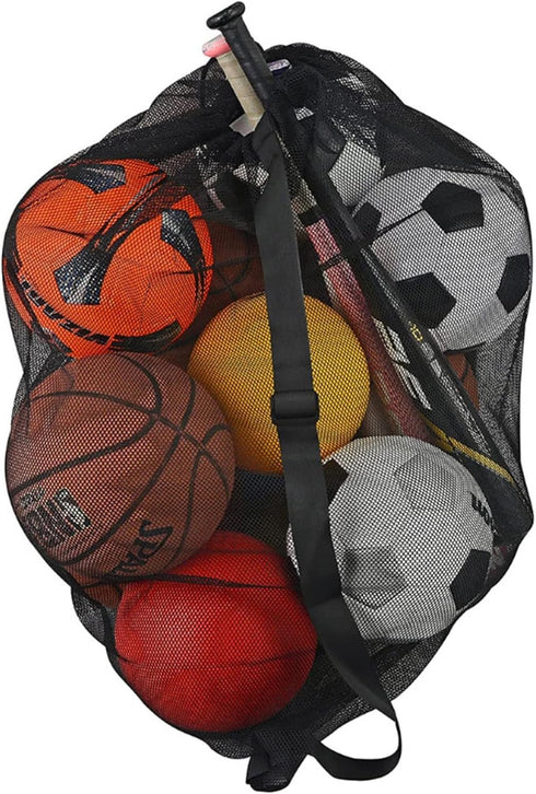 Extra Large Sports Ball Bag Mesh Soccer Ball Bag Heavy Duty Drawstring Bags Team Work for Holding Basketball, Volleyball, Baseball, Swimming Gear ...