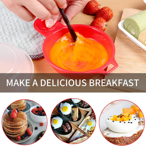 2 sets Microwave Egg Cooker,1 Minute Fast Egg Hamburg Omelet Maker Kitchen Cooking Tool(Red and clear)...