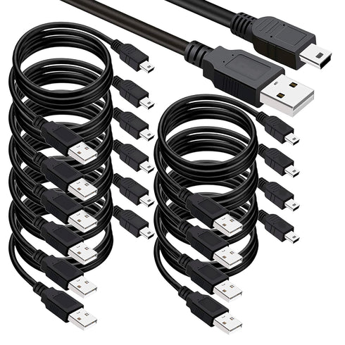 SaiTech IT USB 2.0 A to Mini 5 pin B Cable for External HDDS/Camera/Card Readers/MP3 Player-Black (10 Pack 3 Feet)...