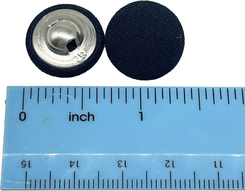 Navy Blue Fabric Cloth Covered with Metal Shank Round Buttons for Suits Gowns Blouses Shirts DIY Sewing 18mm(3/4 Inch) 10Pc...