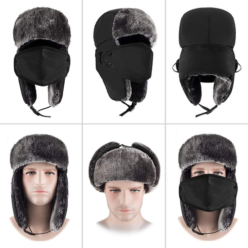 mysuntown Winter Hats for Women Men Trapper Ushanka Hat with Ear Flaps Warm Russian Bomber Hats for Cold Weather...