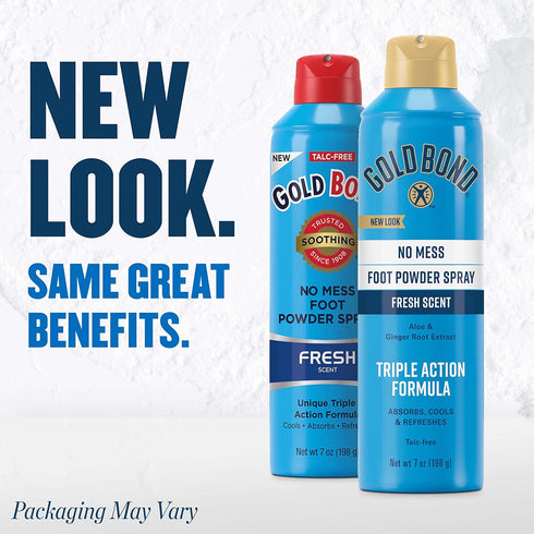 Gold Bond No Mess Talc-Free Foot Powder Spray, 7 oz., Fresh Scent, With a Triple Action Formula...