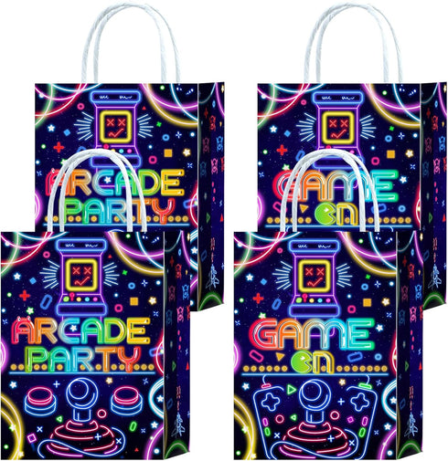 16 Pieces Game on Goodie Bags for Gamer Birthday Party Supplies,Arcade Gaming Gift Snacks Treat Candy Party Favors Bags with Handles for Kids Adul...