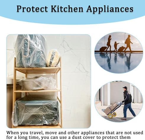 50pcs Disposable Thickened Small Appliance Dust Covers - Clear Kitchen Appliance Covers Plastic with Elastic Oil Dust and Dirt Proof for Blender A...