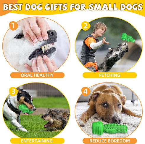 Christmas Dog Gifts, Dog Toys for Small Dogs Dog Toothbrush for Teething Cleaning, Rubber Dog Squeaky Toys for Puppy...