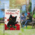 Happy Valentine's Day Garden Flag with Black Cat and Rose Floral Pattern Burlap Double Sided Yard Flag 12 x 18 Inch Garden Decoration for Valentin...