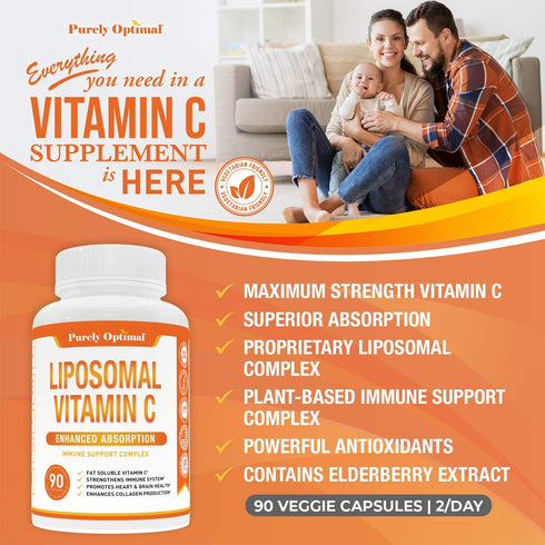 Premium Liposomal Vitamin C Supplement - High Absorption, Fat Soluble Ascorbic Acid Vitamin C 1000mg for Immune Support - Collagen & Immune System...