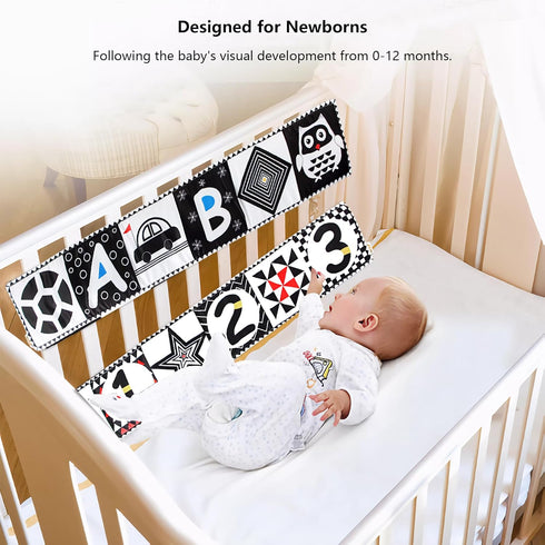 Black and White High Contrast Baby Cloth Book Toys,Baby Soft Books Age 0-6 Months,Baby Book for Brain Development in Newborns Aged 6-12 Months,Mon...