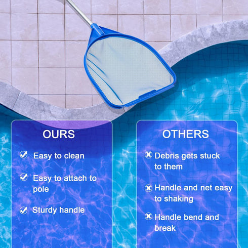 Pool Skimmer, Spa Hot Tub Skimmer Net with Pole - 26'' Ultra Fine Mesh Net for Efficient Cleaning - Ideal for Pools, Spas, and Hot Tubs...