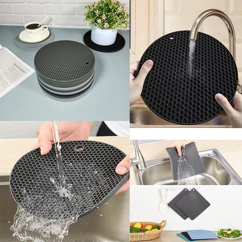 Trivets for Hot Dishes, Hot Pads for Kitchen, Silicone Trivets for Hot pots and Pans, Multi-Purpose Silicone Pot Holder, Heat Resistant Mat Pothol...
