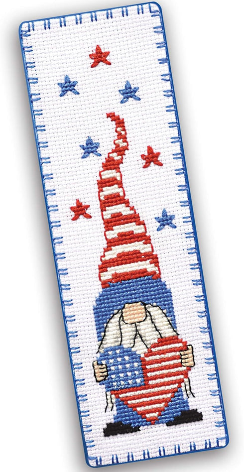 Povitrulya Counted Cross Stitch Bookmark Kit for Adults 'American Gnome' - DIY Embroidery Gift for Veterans day...