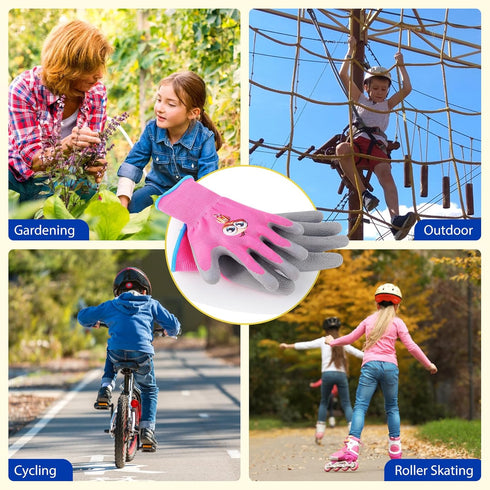 Kids Gardening Gloves, 2 Pair Toddler Gardening Gloves, Rubber Non-Slip Safety Work Gloves for Kids, Youth, Garden, Fishing, Cycling and Gardening...