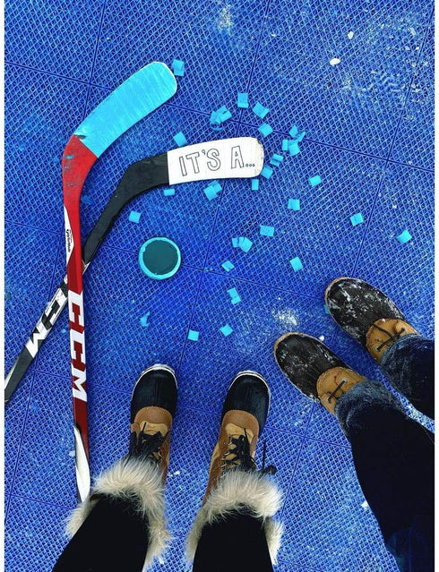 Gender Reveal Hockey Puck with Pink & Blue Powder | Ice Hockey Baby Reveal Party Supplies & Decorations Ideas for Babies Suprise Parties Ideas Exp...