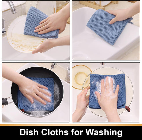 Cotton Kitchen Dish Cloths, 6 Pack Super Absorbent and No Lint Waffle Weave Dish Towels, Fast Drying Dish Rags for Washing Dishes, 12 x 12 Inch, M...