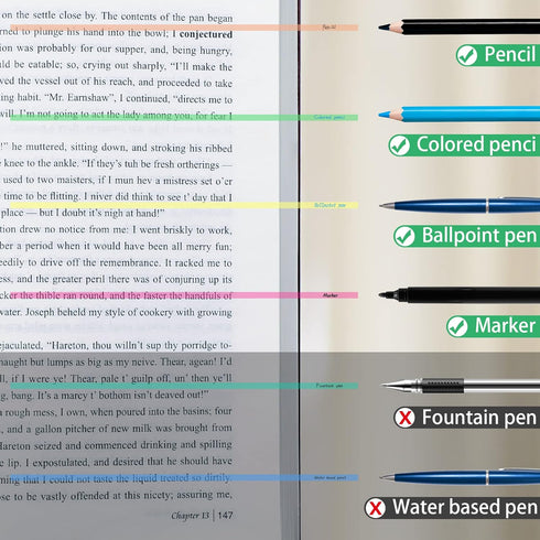 HAUTOCO 960PCS Highlighter Tape for Books, 6 Sheets Long Sticky Notes Tabs for Annotating Books, Transparent Highlighter Strips Index Flags Page M...
