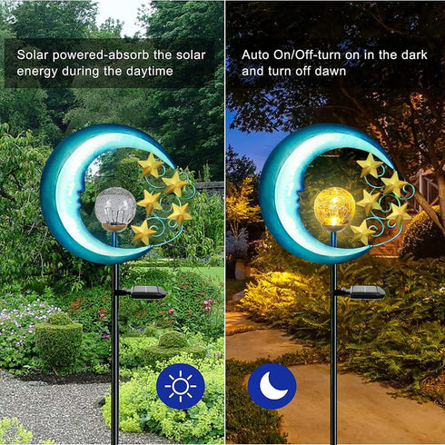 Solar Outdoor Garden Lights - Solar Powered Pathway Lights Outdoor Decorative Lights Waterproof Crackle Glass Globe Led Landscape Lighting for Pat...