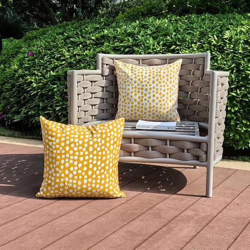 Outdoor Pillow Covers 16x16 Set of 2 Yellow Polka Dot Outdoor Waterproof Decorative Pillow Cases Summer Outdoor Sofa Bed Cushion Covers Home Decor...