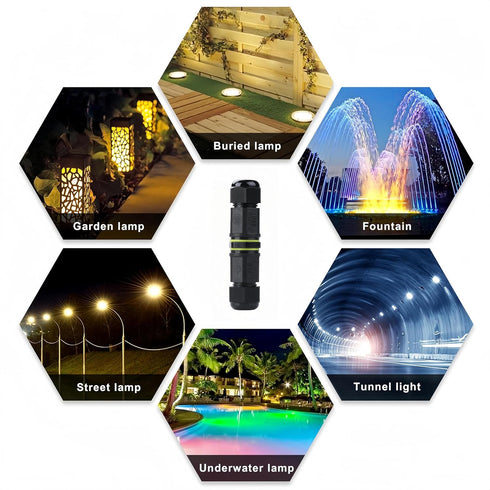 IP68 Waterproof Cable Connector Outdoor, 2Way Waterproof Junction Box Outdoor Cable Connector, 3 Pins Wire Connector,Extension Electrical Cable Pr...