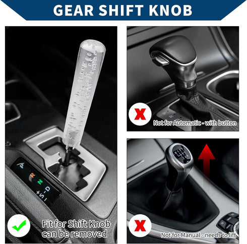 Shift Knob W/ 2 Adapter/Front Gear Shifter Knob for Automatic and Manual Vehicles/Faux Crystal Stick Shifter Lever Knob Acrylic 20cm / 1Set Clear...