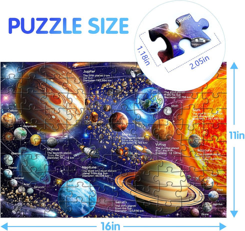 100 Piece Puzzles for Kids Ages 4-8-10, Solar System Puzzles 100 Pieces for Kids Science Educational Space Planet Puzzle Toys for Kids 4-6, 5-8, 6...