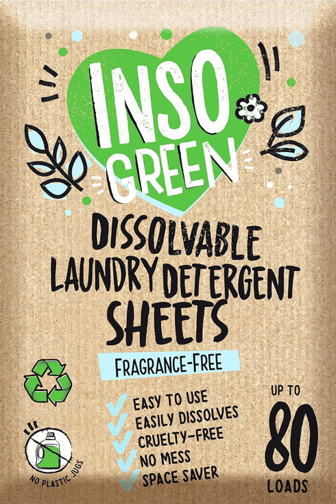 Unscented Laundry Detergent Sheets - 40 Eco Sheets for Up to 80 Loads - Fragrance-Free, Zero Plastic Packaging, Travel Laundry Detergent...