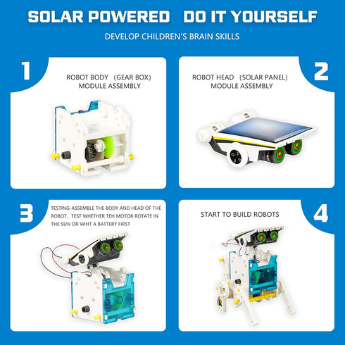 STEM 13-in-1 Solar Power Robots Creation Toy, Educational Experiment DIY Robotics Kit, Science Toy Solar Powered Building Robotics Set Age 8-12 fo...