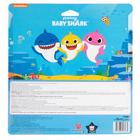 The First Years Baby Shark Dinnerware Set - Toddler Plates and Bowls Set - Includes 1 Toddler Plate, Toddler Bowl, and Toddler Fork and Spoon - 4 ...