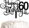 Black Glitter 60th Birthday Cake Topper, Happy 60th Birthday Cake Topper, 60th Birthday Party Decorations...