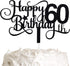Black Glitter 60th Birthday Cake Topper, Happy 60th Birthday Cake Topper, 60th Birthday Party Decorations...