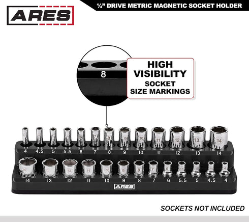 ARES 70233-26-Piece 1/4-Inch Metric Magnetic Socket Organizer - Holds 13 Standard Size and 13 Deep Size Sockets - Keeps Your Tool Box Organized...