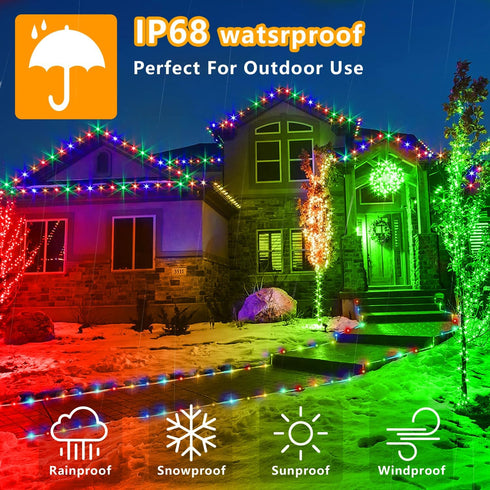 Solar String Lights Outdoor Waterproof LED,66ft 200 LED Rope Lights Solar Powered,8 Modes Multicolor Fairy Lights with Remote for Christmas Garden...