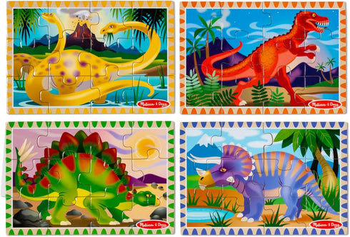 Melissa & Doug Dinosaurs 4-in-1 Wooden Jigsaw Puzzles in a Storage Box (48 pcs) - FSC Certified...