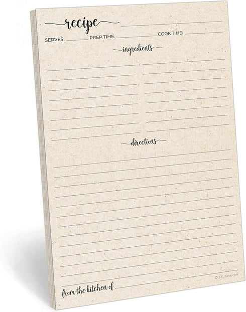 321Done Recipe Paper, Made in USA - 5.5x8.5 Tan, Blank Recipe Paper to Write in Your Own Recipes, Minimalist Half-Letter Size Refill Pages for Rec...