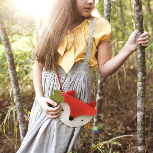 Petit Collage DIY Woodland Fox Felt Bag, Crossbody Bag for Kids with Matching Acorn Zipper Purse for Kids – DIY Crafts Sewing Kit– Makes a Great G...