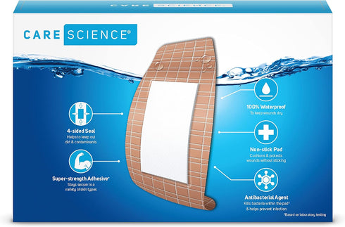 Care Science Waterproof Strong Strips Adhesive Bandages, Extra Large, 32 CT | 100% Waterproof, Heavy-Duty Protection, Helps Prevent Infection for ...