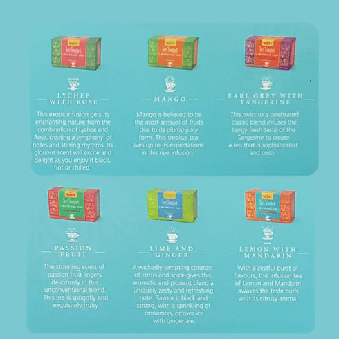 BOH Seri Songket Tea Gift Variety Pack - Exotic Flavors: Earl Grey Tangerine, Passion Fruit, Lychee Rose, Mango, Lemon Mandarin, Lime Ginger - 30 ...