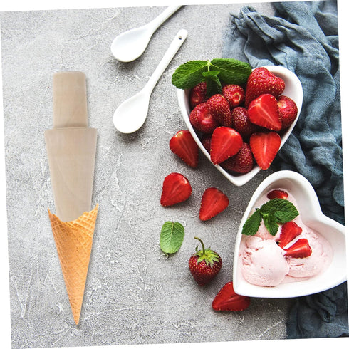 ABOOFAN 4 pcs Krumkake Waffle Cones Shape Cream Maker Shop Kitchen Craft Molds Home Baking Wood DIY Mold Cake Croissant Portable Er Cone Pastry fo...
