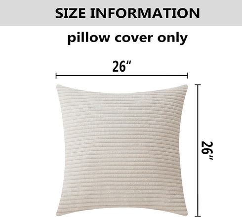 Home Brilliant Super Soft Plush Corduroy Textured Large Euro Pillow Sham Spring Pillow Cover for Couch Floor Bedroom, Washable & Breathable, 26 x ...