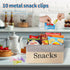 Snack Organizer for Countertop, Snack Storage Containers for Pantry with 10 Chip Clips, Burlap Snack Basket Organizer and Snack Bin for Kitchen Or...