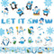 74pcs Winter Bulletin Board Classroom Decor LET IT Snow Cutouts Self-Adhesive Christmas Accent Cut Outs with Snowflake Snowman Patterns for Xmas W...