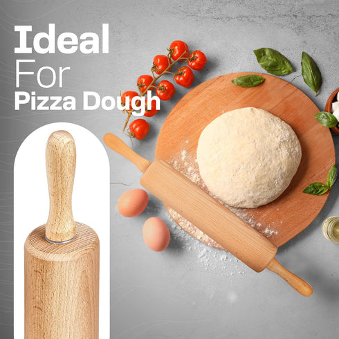 All-Purpose 17.6 Inch Beech Wood Non-Stick Rolling Pin - For Baking, Pizza, Pasta, Pie, Cookies, Pastry....