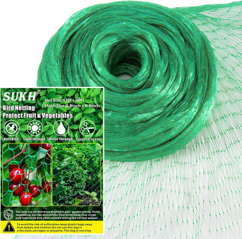 Sukh Bird Netting for Garden 13x40ft - Garden Netting Mesh Netting for Garden Protection Heavy Duty Bird Netting Garden Fence Plant Netting Chicke...