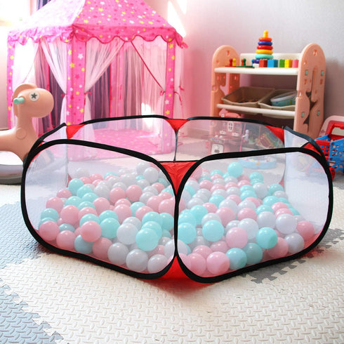 Portable Cute Hexagon Playpen Children Ball Pit, Indoor and Outdoor Easy Folding Ball Play Pool Kids Toy Play Tent with Carry Tote (Black and Red)...