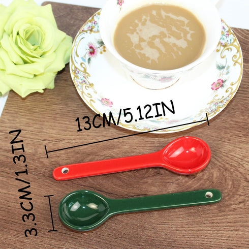 5.12” Soup Spoon Coffee Spoon Stir-stirring Spoon With Ceramic Asian Ceramic Spoons for Coffee Tea Yogurt Sauce Sugar Salt and Desserts Demitasse ...