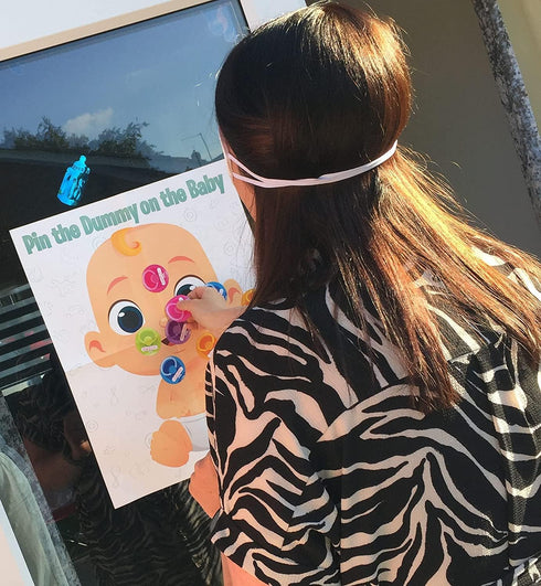 Funny Baby Shower Game - Pin The Pacifier - Includes 24 Stickers, Large Poster and Luxury Blindfold...