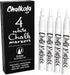 White Chalk Markers Fine Tip (4 Pack 3mm) - Wet & Dry Erase Chalk Pens for Blackboard, Chalkboards, Windows, Signs, Glass, Bistro - 3mm Reversible...