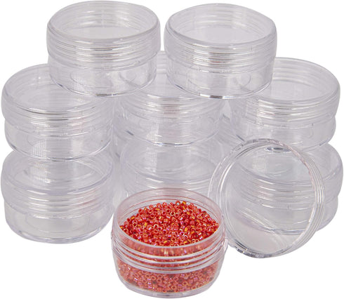 The Beadsmith Personality Case - Clear Storage Organizer Box – 6.4 x 4.8 x 1 inches - includes 12 Small Containers with lids - 1.5 x 0.8 inches, B...