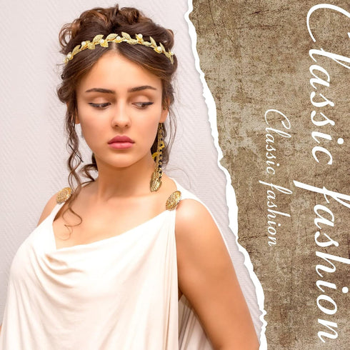 6 Pcs Gold Leaf Wedding Headbands Set Flower Faux Pearls Headband Golden Bridal Tiara Greek Queen Crown Headpiece Metal Laurel Leaf Hairband for W...