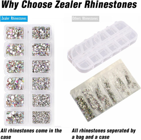 4200 Pieces Flat Back AB Rhinestones for Craft, Round Crystal Gems Stickers for Clothes, 1.5 mm - 4.8 mm, 6 Sizes...
